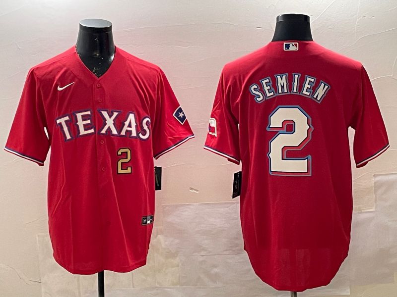 Men Texas Rangers #2 Semien Red Game 2025 Nike MLB Jersey style 2->texas rangers->MLB Jersey